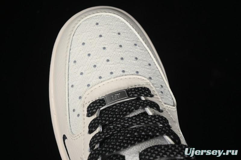 Nike Air Force 1 '07 Low Gucci Collaboration - Dark Blue Linen Casual Sneakers - XZ3398-888