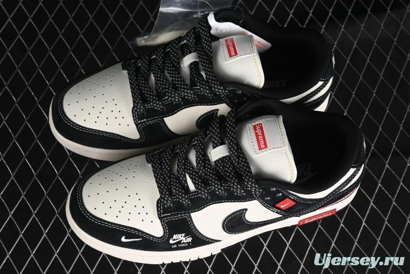 Nike SB Dunk Low SUP Collaboration - Black White Black Swoosh Anniversary Custom Low-Top Casual Skate Shoes - MM1089-020