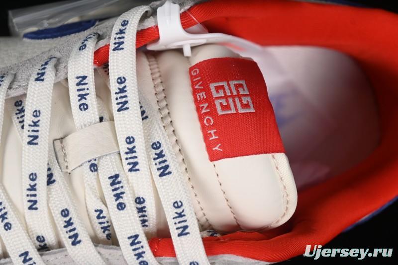 Nike SB Dunk Low Givenchy Collaboration - Gray Blue Red Double Swoosh Anniversary High-End Custom Low-Top Casual Sneakers - CF3688-033