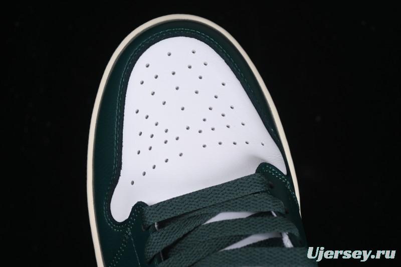 Nike Air Jordan 1 Mid Basketball Shoes in White/Oxidized Green - BQ6472-133