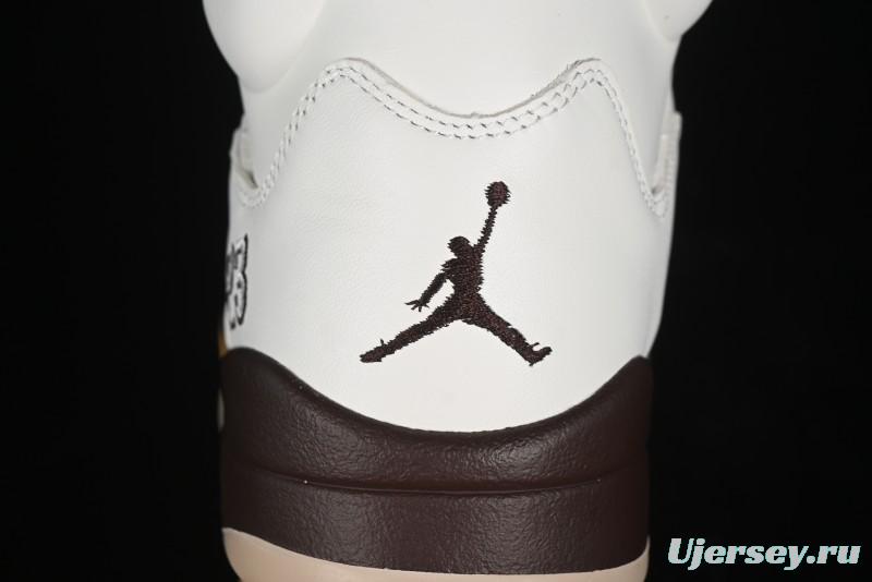 Nike Air Jordan 5 Retro Basketball Shoes in White/Tan - DD9336-200