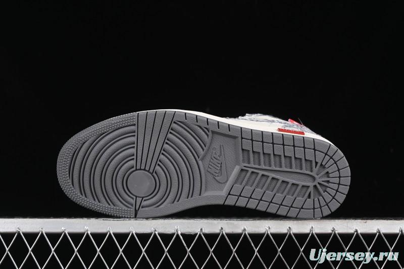 Nike Air Jordan 1 Low AJ1 Dior Collaboration - Grey Blue Red Label Retro Basketball Shoes - SJ9950-037