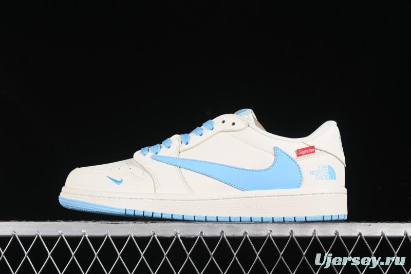Nike Travis Scott x Fragment Design x Air Jordan 1 Low OG SP AJ1 Supreme North Face Collaboration - DIY1688-002
