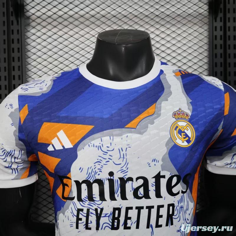 Player Version 25/26 Real Madrid Limited Edition Blue Orange Abstract Pattern Jersey