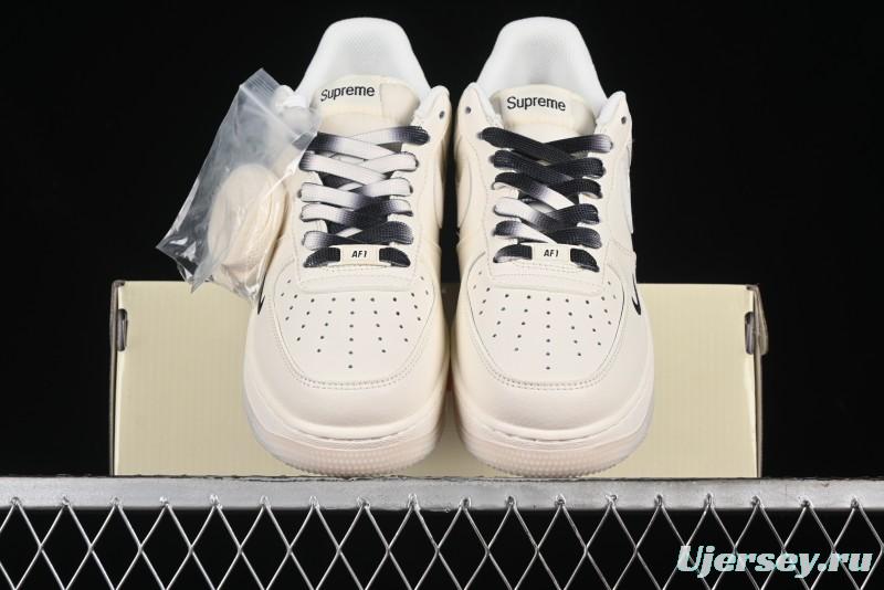 Nike Air Force 1 '07 Low Supreme Collaboration - White Black Two-Tone Low-Top Casual Sneakers - BB7577-217
