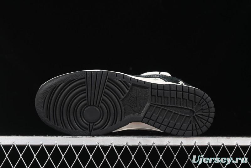 Nike SB Dunk Low Violent Bear Series - Lace-Up Beige with Black Swoosh Anniversary High-End Customized Low-Top Casual Skate Shoes - SJ2068-290