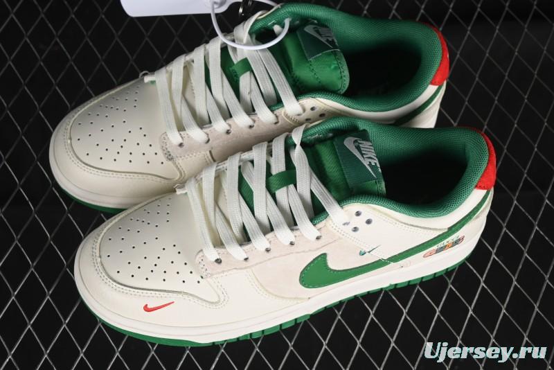 Nike SB Dunk Low Gucci Collaboration - Custom Patchwork Green Swoosh Anniversary Edition Low-Top Casual Skate Shoes - KK1688-053