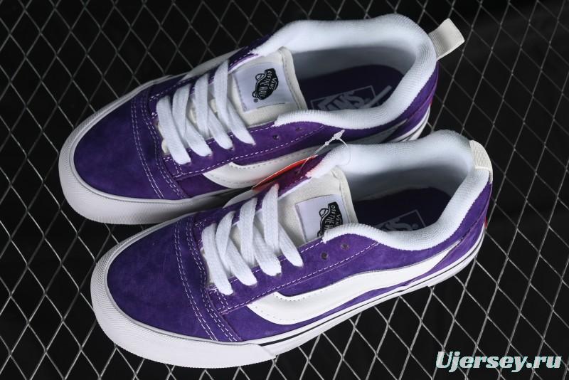 Vans Classics Knu Skool Full-Grain Leather Retro Sneakers with Chunky Silhouette - VN000CS0DRV