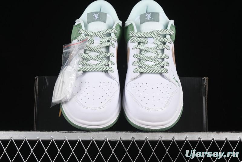 Nike SB Dunk Low YSL Series - White Green Brown Swoosh Anniversary High-End Custom Low-Top Casual Sneakers - GF2409-169