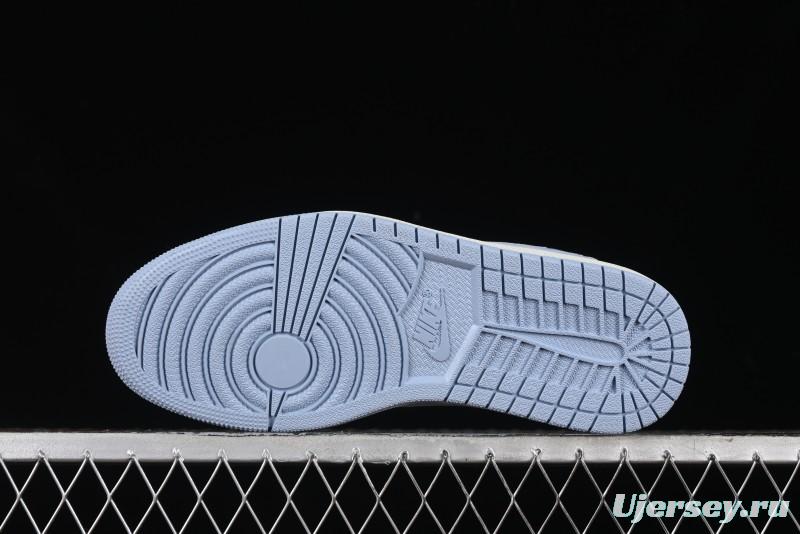 Nike Travis Scott x Fragment Design x Air Jordan 1 Low OG SP AJ1 Supreme Collaboration - Tie-Dye Blue Low-Top Casual Sneakers - CH6336-010