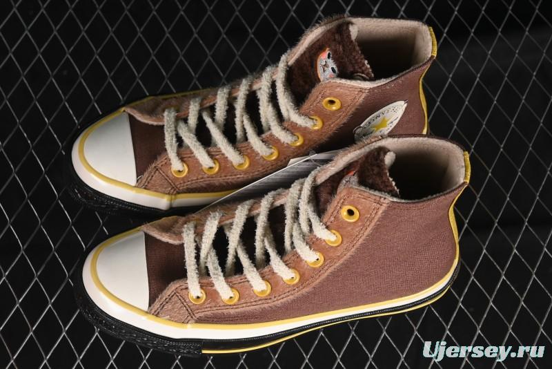 Converse Zoo Happy Pets Series High-Top Fleece-Lined Casual Sneakers with Animal-Themed Design - A12767C