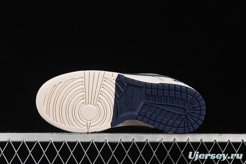 Nike SB Dunk Low Stussy Collaboration - Patchwork Grey White Dark Blue Swoosh Anniversary Custom Low-Top Casual Skate Shoes - MM1089-025