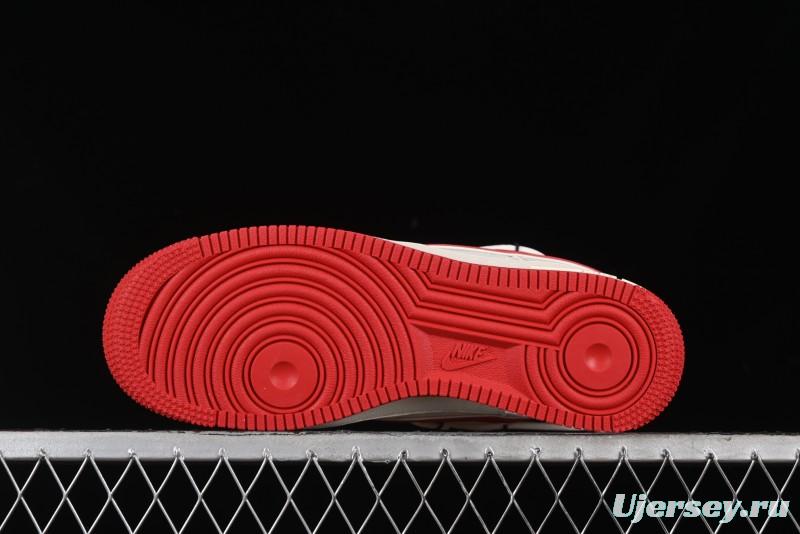 Nike Air Force 1 '07 Low Stussy Collaboration - Off White Red Lace-Up Low-Top Casual Sneakers - SJ1198-300