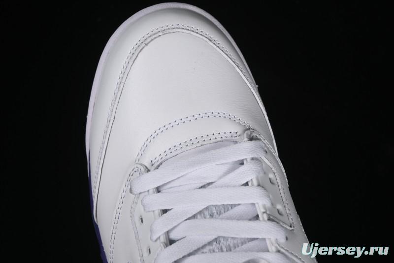 Nike Air Jordan 5 Retro Sneakers in White and Purple Grape Colorway - 136027-108