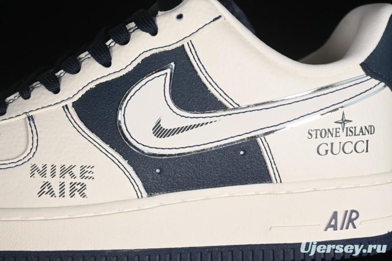 Nike Air Force 1 '07 Low Gucci Stone Island Collaboration - Off White Graphite Low-Top Casual Sneakers - KK1988-013