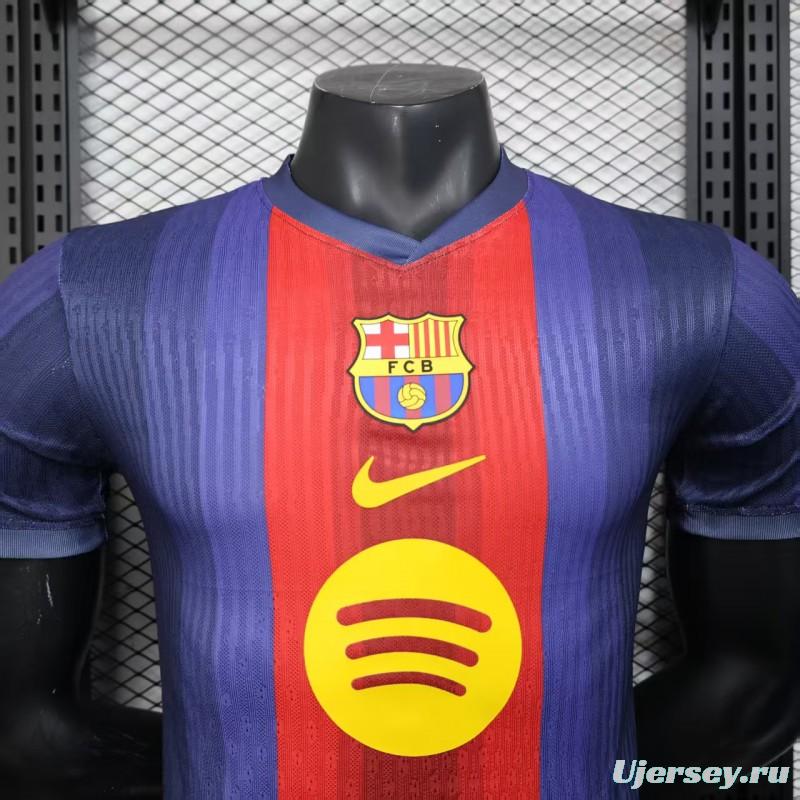 Player Version 25/26 Barcelona Blue and Red Striped with Spotify Sponsor Jersey