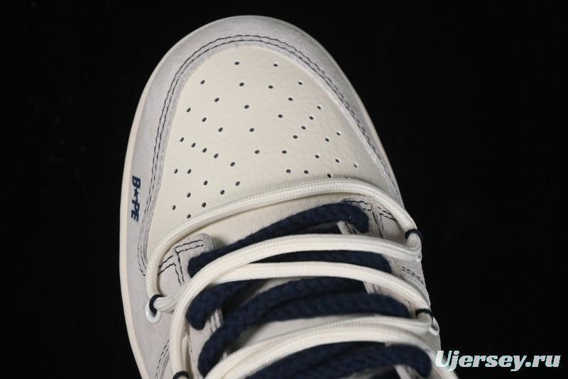 Nike SB Dunk Low BAPE Collaboration - Strap Blue Swoosh Anniversary Customized Low-Top Casual Sneakers SJ2068-298