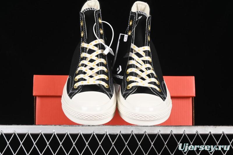Converse Chuck 1970s High-Top Sneakers with Gold Star Accents and Classic Black & White Design - A12462C