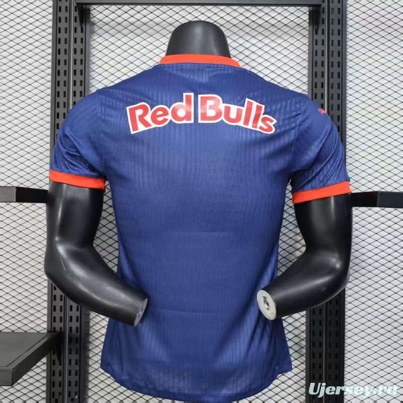 Player Version 25/26 RB Bragantino Blue with Geometric Pattern and Red Bull Logo Jersey