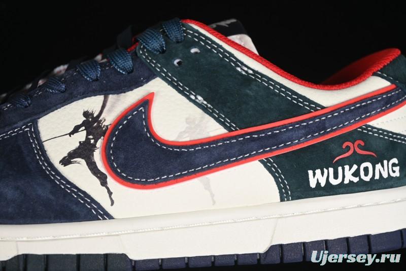 Nike SB Dunk Low Wukong Series - Beige with Navy Swoosh Anniversary Customized Low-Top Casual Skate Shoes - DJ2024-035