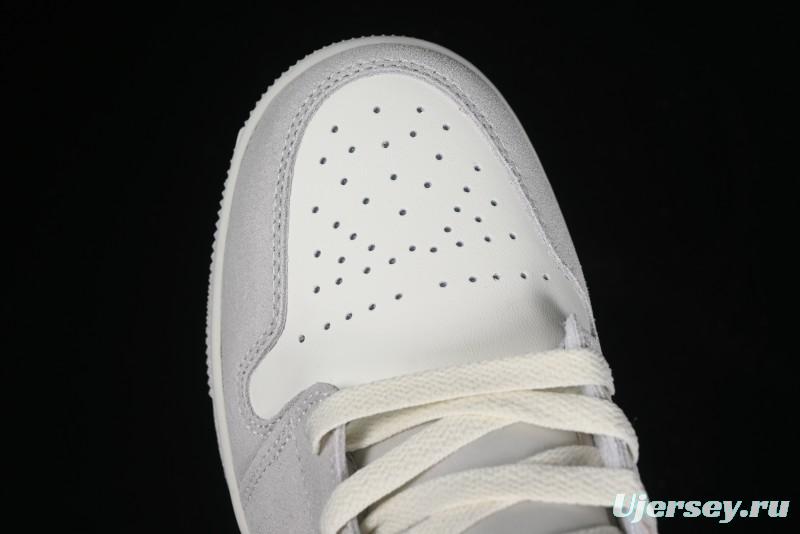 Nike Air Jordan 1 Mid AJ1 Basketball Shoes White Grey - FQ7720-002