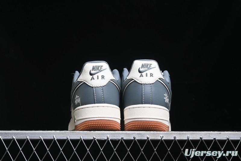 Nike Air Force 1 '07 Low Stussy Collaboration - Grey White Gum Sole Low-Top Casual Sneakers - XZ9688-101