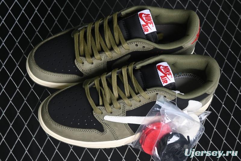 Nike Travis Scott x Air Jordan 1 Low OG AJ1 Collaboration Reverse Swoosh Sneakers - DM7866-002