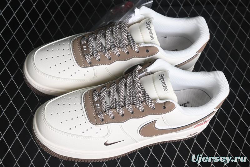 Nike Air Force 1 '07 Low Stone Island x Supreme Collaboration - Beige Brown Swoosh Casual Sneakers - BB1616-306