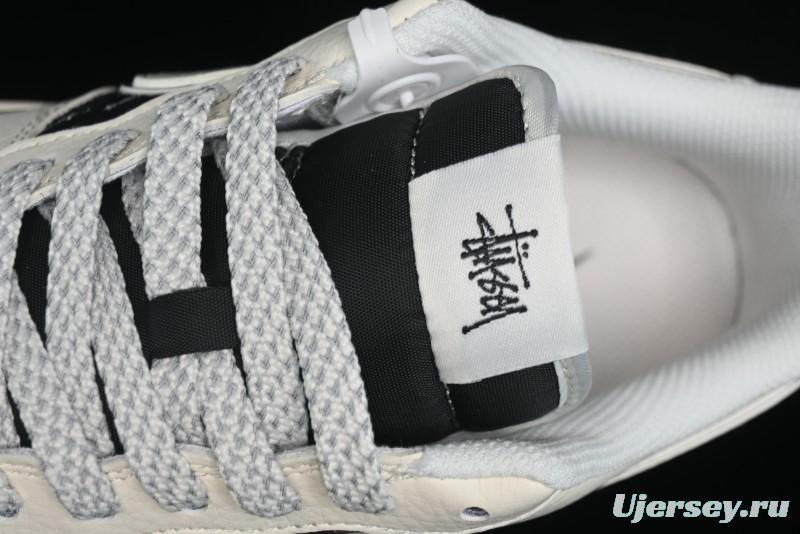 Nike Air Force 1 '07 Low Stussy Collaboration - Black Sail Silver Swoosh Casual Sneakers - XZ6188-729