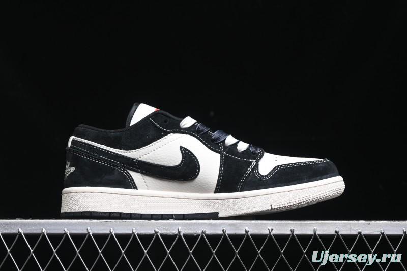Nike Air Jordan 1 Low AJ1 Supreme Collaboration - Black White Two-Tone Retro Basketball Shoes - SJ9950-021
