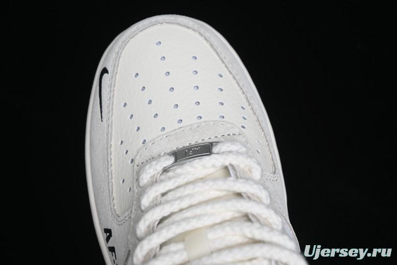 Nike Air Force 1 '07 Low Stussy Collaboration - AF1 Light Grey Red Tag Low-Top Casual Sneakers SJ6698-009