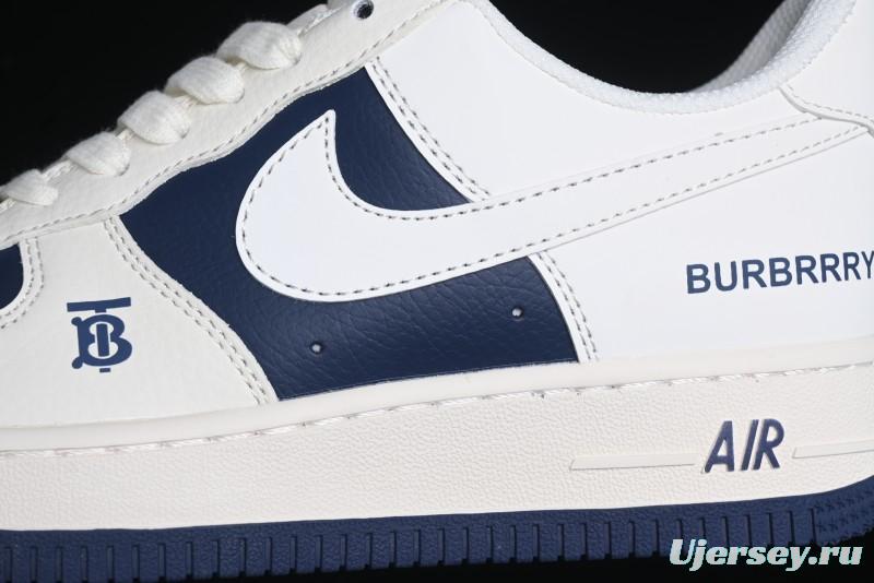 Nike Air Force 1 '07 Low Burberry Collaboration - Off White Navy Blue Patchwork Low Top Casual Sneakers BB8588-222