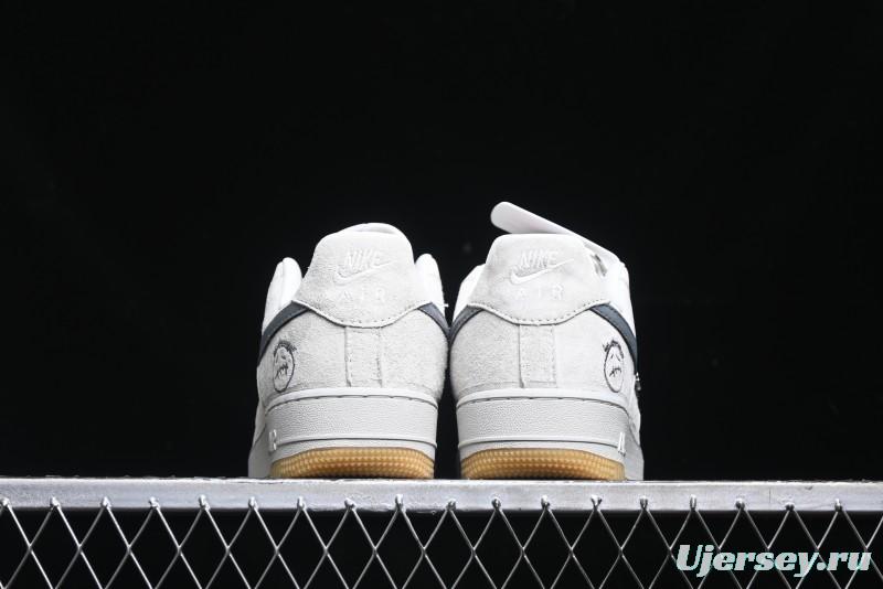 Nike Air Force 1 '07 Low Ghostface Collaboration - Light Grey Pigskin Low-Top Casual Sneakers - DF0188-022