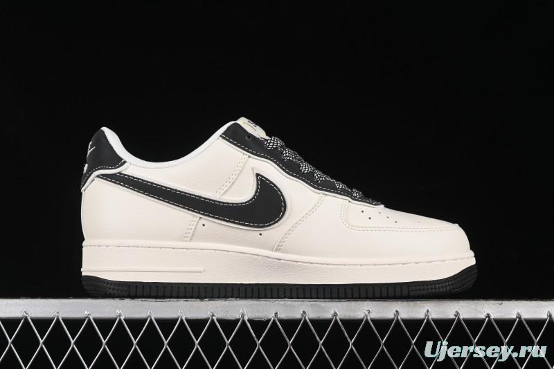 Nike Air Force 1 '07 Low Stone Island x Supreme Collaboration - Off-White Black Heel Casual Sneakers - BB1616-307