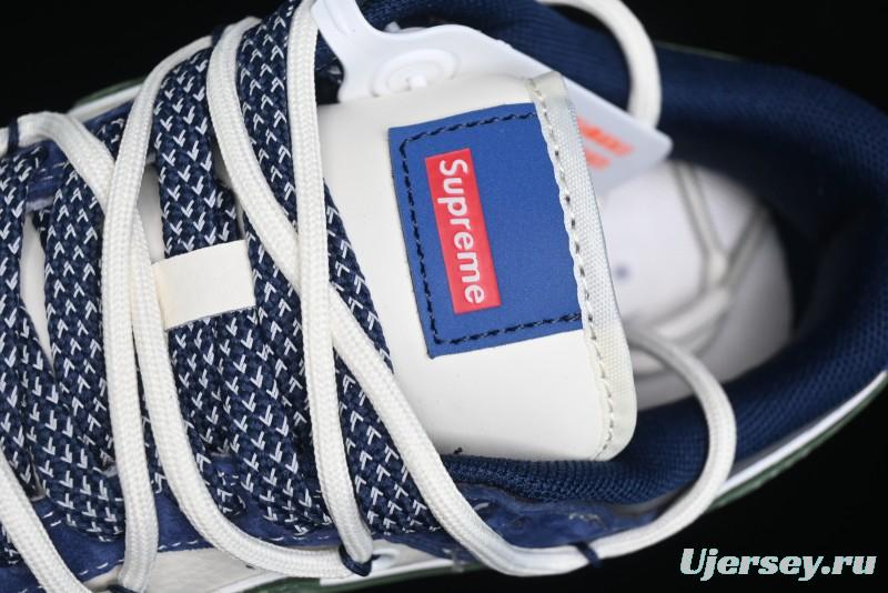 Nike SB Dunk Low Supreme Collaboration - Double Force Blue Lace-Up Anniversary High-End Custom Low-Top Casual Skate Shoes - XS1186-101