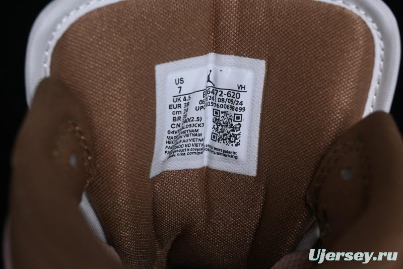 Nike Air Jordan 1 Mid AJ1 Basketball Shoes in Khaki Pink - BQ6472-620