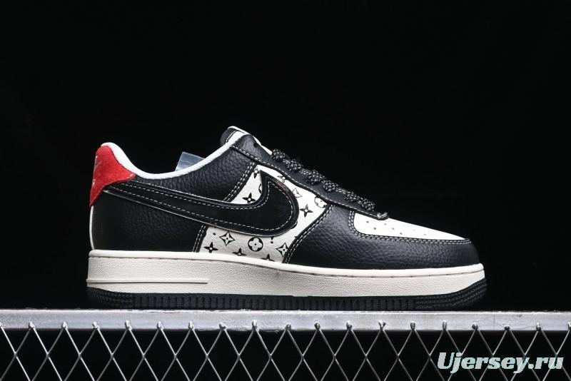 Nike Air Force 1 '07 Low Stussy Collaboration - Beige Black Pattern Red Outsole Low Top Casual Sneakers - XZ6188-339