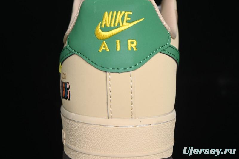Nike Air Force 1'07 Low Gucci Collaboration White Brown Green Low-Top Casual Sneakers - KK1988-024