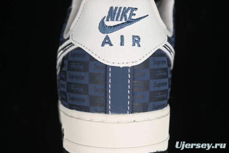 Nike Air Force 1 '07 Low Supreme Casual Sneakers in White-Blue Shadow - KK1988-009
