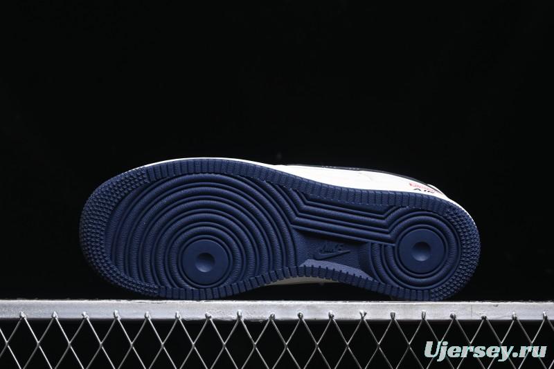 Nike Air Force 1 '07 Low Stone Island x Supreme Collaboration - Navy Blue & Off-White Low-Top Casual Sneakers - BB1616-302