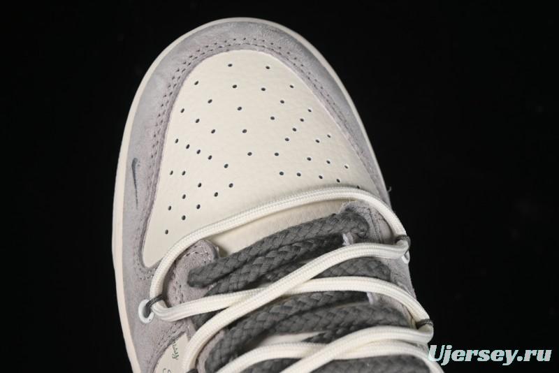 Nike SB Dunk Low Stussy Collaboration - Strap Grey Embroidered Swoosh Anniversary Custom Low-Top Casual Skate Shoes - SJ2068-307