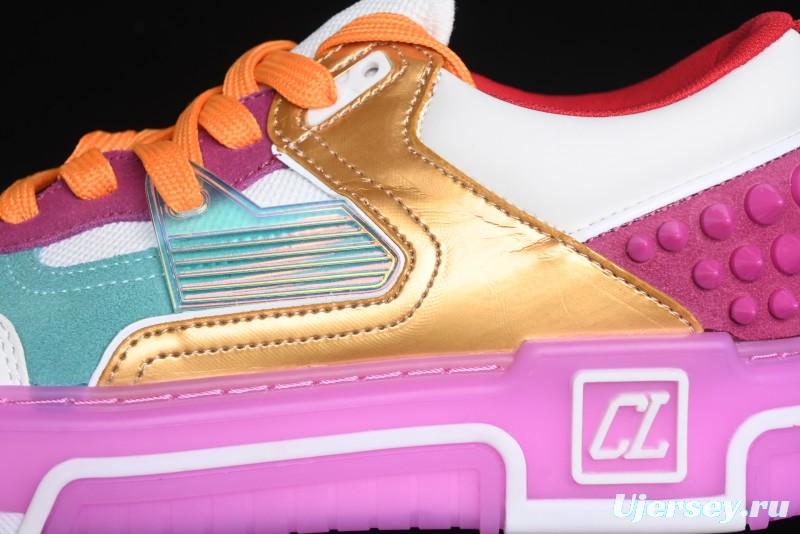 Christian Louboutin Funnyto Flat French Luxury Brand Low-Top Sneakers in Purple Color Block - X.D4