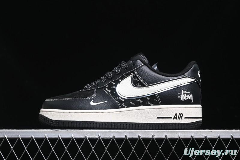 Nike Air Force 1 '07 Low Stussy Collaboration - All Black Low-Top Casual Sneakers - XZ6188-311