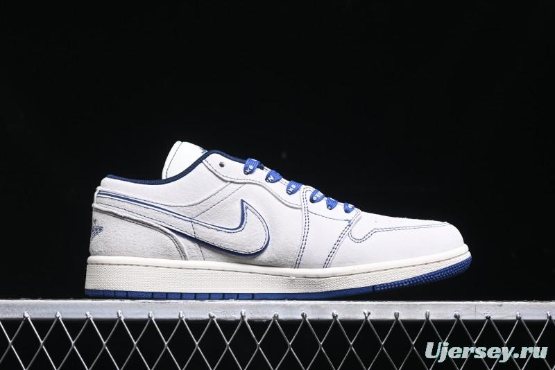 Nike Air Jordan 1 Low Stussy Collaboration - Premium Custom Retro Basketball Shoes with Blue-Grey Accents - DM9188-006