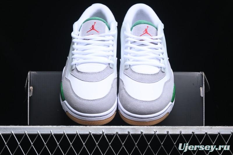 Nike Air Jordan 4 Remastered AJ4 Retro Sneakers in White Green with Gum Sole - FQ7939-103