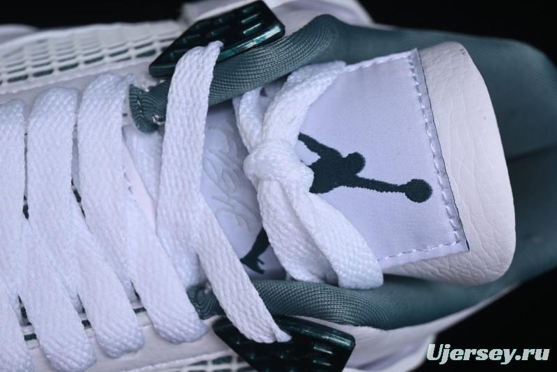 Nike Air Jordan 4 Retro Sneakers in White, Oxidized Green and Neutral Grey - AQ8138-103