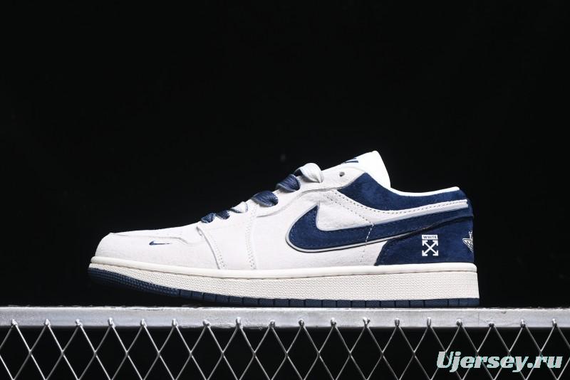 Nike Air Jordan 1 Low OF Collaboration - Premium Custom Retro Basketball Shoes in Blue Grey - DM9188-003