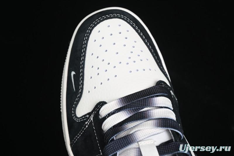 Nike Air Jordan 1 Low AJ1 Supreme Collaboration - Black White Two-Tone Retro Basketball Shoes - SJ9950-021