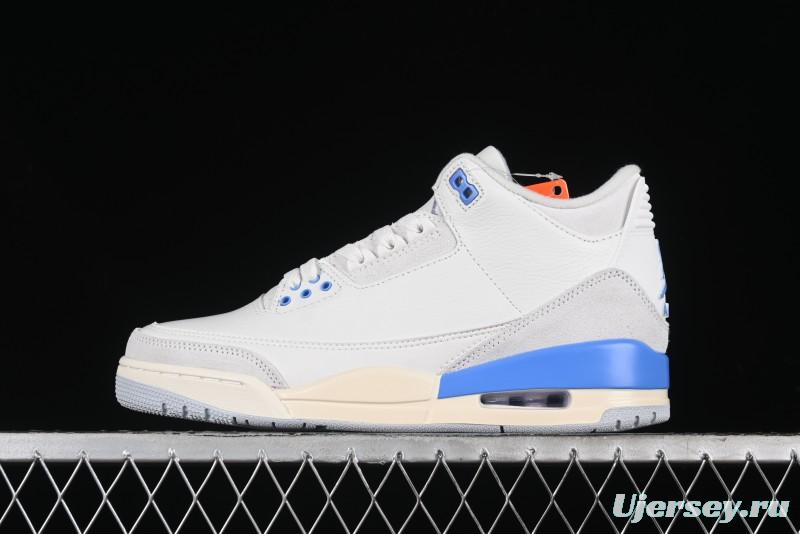 Nike Air Jordan 3 Retro "Lucky Shorts" Basketball Shoes with University Blue and White Colorway - CT8532-101
