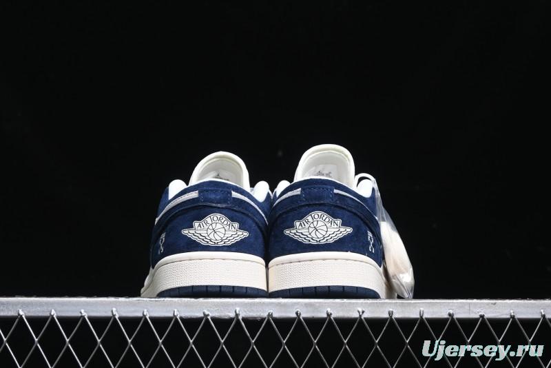 Nike Air Jordan 1 Low OF Collaboration - Premium Custom Retro Basketball Shoes in Blue Grey - DM9188-003